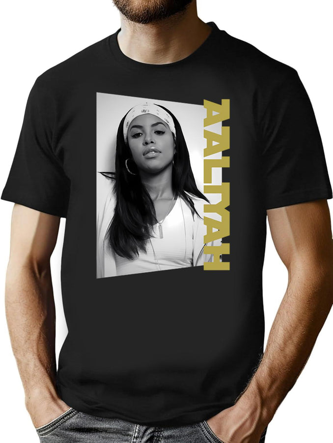 Aaliyah Classic Portrait Bootleg Graphic T-Shirt - Black