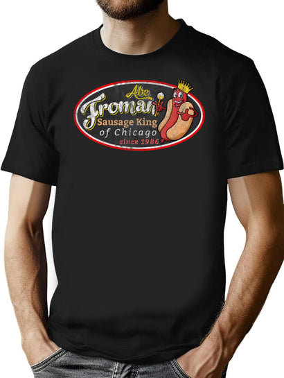 Abe Froman Sausage King Worn Oval T-Shirt for Men & Women, T-Shirts Graphic Tee - Black