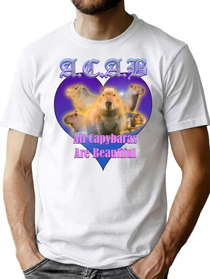 Acab All Capybaras Are Beautiful Bootleg Graphic T-Shirt - Black