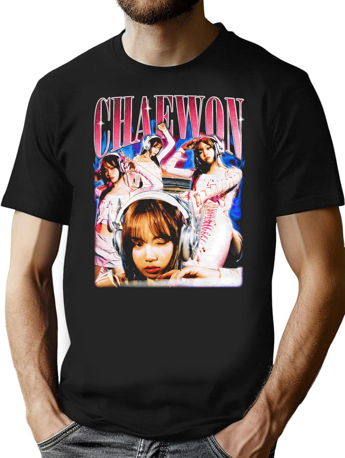 Adorable Chaewon Le Sserafim Bootleg Style Bootleg Graphic T-Shirt - Black