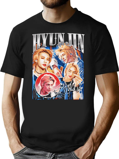 Adorable Hyunjin Maniac Bootleg Vintage Style Bootleg Graphic T-Shirt - Black