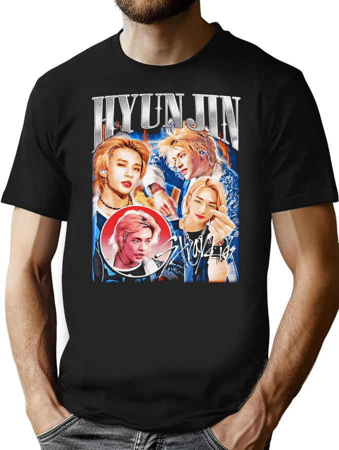 Adorable Hyunjin Maniac Bootleg Vintage Style Bootleg Graphic T-Shirt - Black