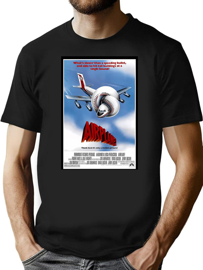 Airplane T-Shirt for Men & Women, T-Shirts Graphic Tee - Black