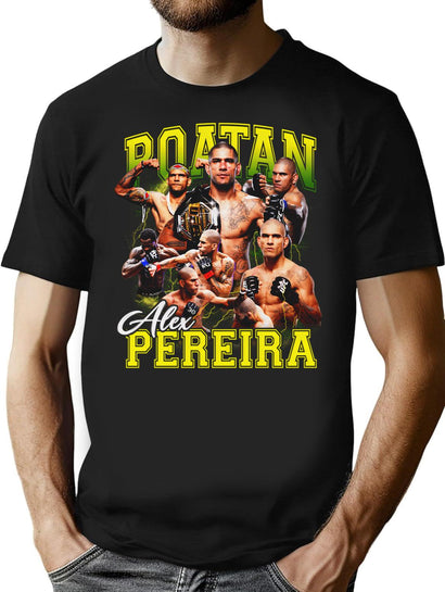 Alex Pereira Poatan Alex Pereira Bootleg Alex Pereira Bootleg Graphic T-Shirt - Black