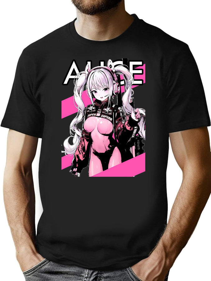 Alice Nikkefan T-Shirt for Men & Women, T-Shirts Graphic Tee - Black