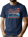 Amity Island Retro Worn Out (Universal Ucs Llc) T-Shirt for Men & Women, T-Shirts Graphic Tee - Navy