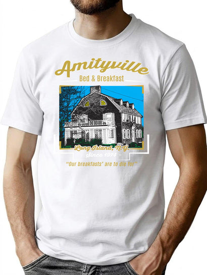 Amityville Bed Breakfast T-Shirt for Men & Women, T-Shirts Graphic Tee - Black