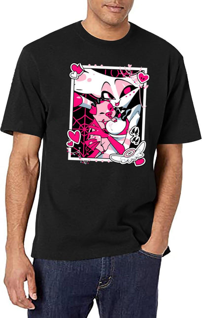 Angel Dust and Fat Nugget Selfie - Hazbin Hotel Essential Black T-Shirt - Black