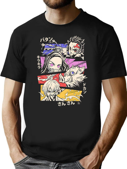 Anime Design T-Shirt for Men & Women, T-Shirts Graphic Tee - Black