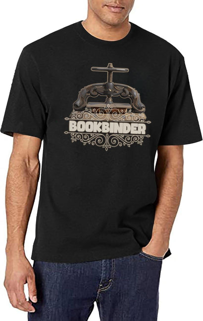 Antique Vintage Bookbinder Typography Press T-Shirt for Men & Women, T-Shirts Graphic Tee - Black