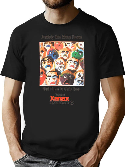 Anxiety Has Many Faces T-Shirt for Men & Women, T-Shirts Graphic Tee - Black