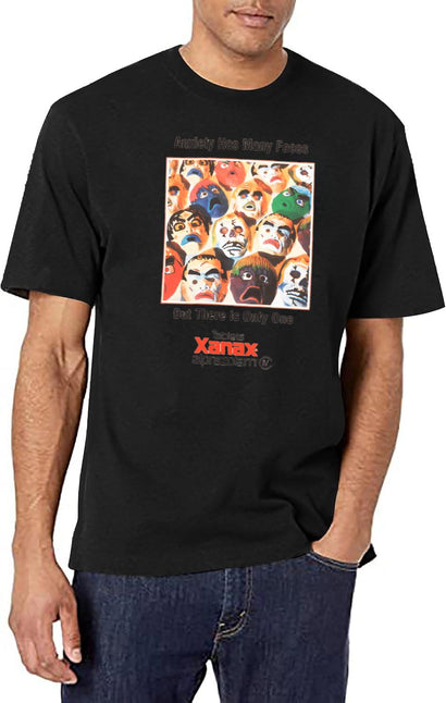 Anxiety Has Many Faces T-Shirt for Men & Women, T-Shirts Graphic Tee - Black