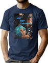 Aqua Bleached Bootleg Rap Tee Bootleg Graphic T-Shirt - Navy