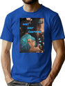 Aqua Bleached Bootleg Rap Tee Bootleg Graphic T-Shirt - Blue