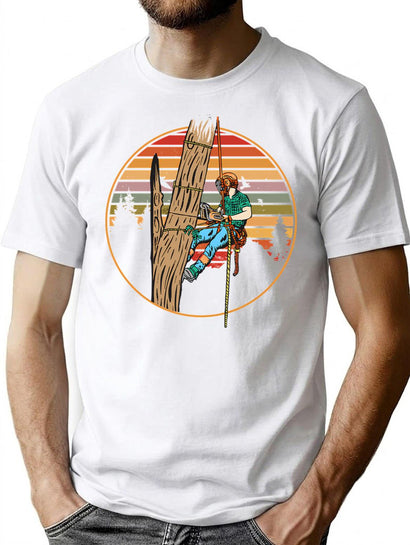 Arborist Vintage Sunset Art For Tree Trimmer T-Shirt for Men & Women, T-Shirts Graphic Tee - Black