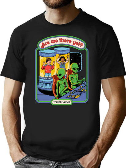 Are We There Yet T-Shirt for Men & Women, T-Shirts Graphic Tee - Black