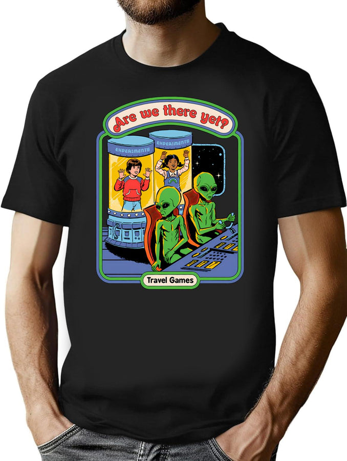 Are We There Yet T-Shirt for Men & Women, T-Shirts Graphic Tee - Black