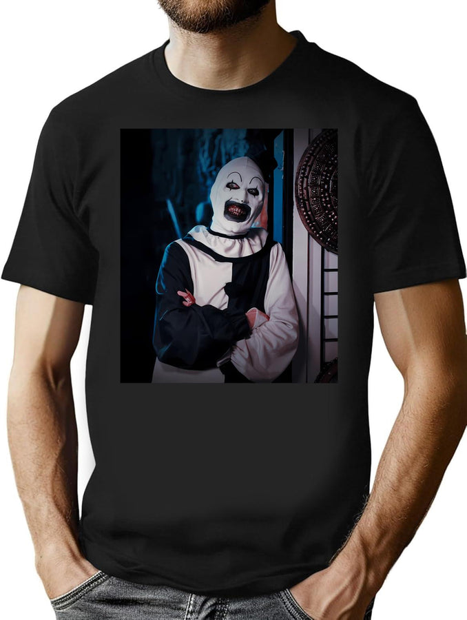 Art The Clown Says Cheeese T-Shirt for Men & Women, T-Shirts Graphic Tee - Black