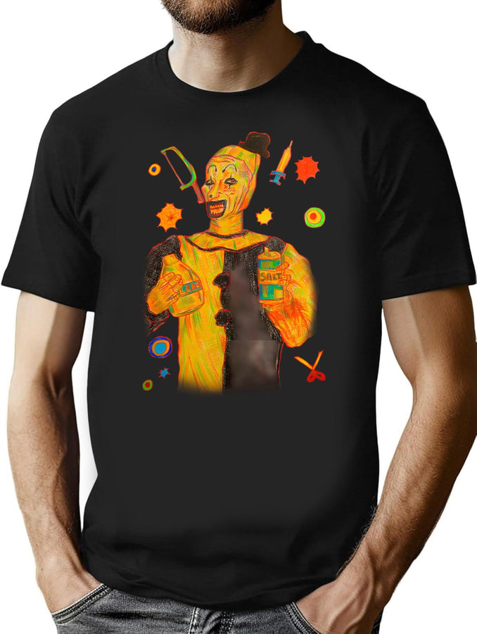 Art The Clown Traditional Artwork T-Shirt for Men & Women, T-Shirts Graphic Tee - Black