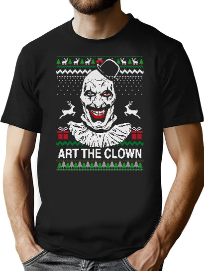 Art The Clown Ugly Christmas T-Shirt for Men & Women, T-Shirts Graphic Tee - Black