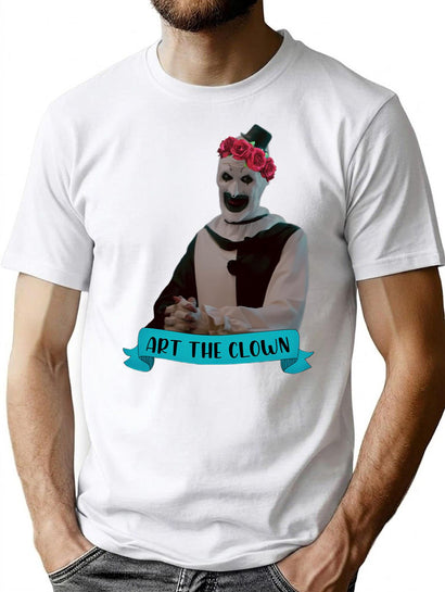 Art The Clown Wearing A Flower Crown T-Shirt for Men & Women, T-Shirts Graphic Tee - Black