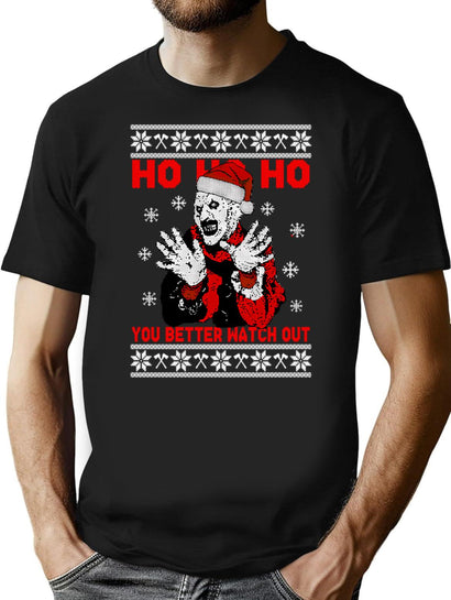 Art'S Merry Ax-Mas - You Better Watch Out - Art The Clown T-Shirt for Men & Women, T-Shirts Graphic Tee - Black