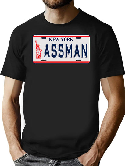 Assman License Plate T-Shirt for Men & Women, T-Shirts Graphic Tee - Black