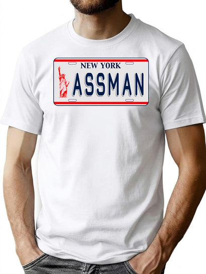 Assman License Plate T-Shirt for Men & Women, T-Shirts Graphic Tee - Black