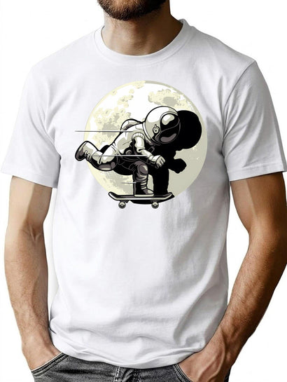 Astronaut Skateboarding T-Shirt for Men & Women, T-Shirts Graphic Tee - Black