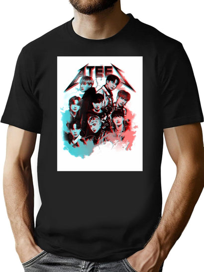 Ateez 80S Vintage Rock Bootleg Bootleg Graphic T-Shirt - Black