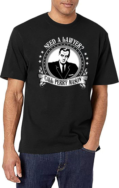 Aucar Perry Mason Funny T-Shirt for Men & Women, T-Shirts Graphic Tee - Black