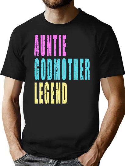 Auntie Godmother Legend Vintage T-Shirt for Men & Women, T-Shirts Graphic Tee - Black
