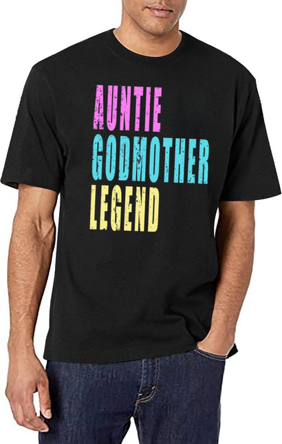 Auntie Godmother Legend Vintage T-Shirt for Men & Women, T-Shirts Graphic Tee - Black
