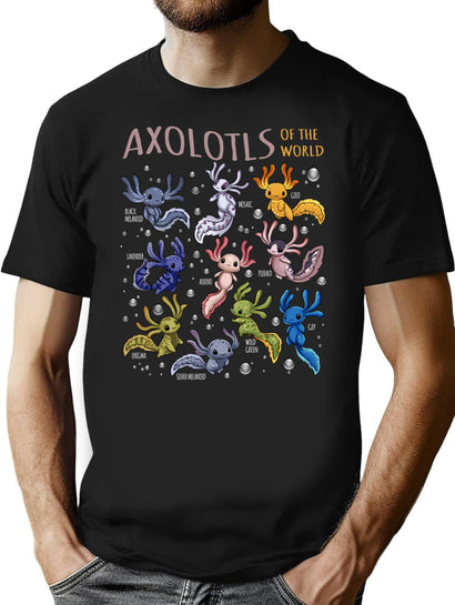 Axolotls Of The World Dks T-Shirt for Men & Women, T-Shirts Graphic Tee - Black