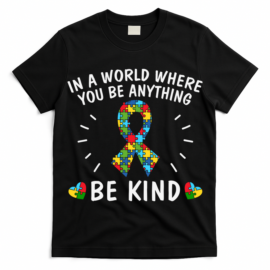 Be Kind Motivational Autism Awareness Slogan Autism Puzzle Message T-Shirt
