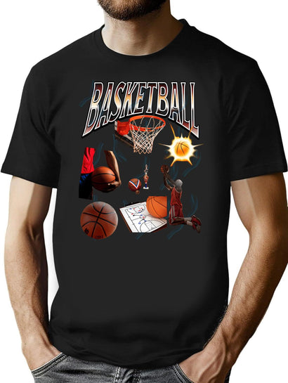 Basketball Is My Valentine. Bootleg Bootleg Graphic T-Shirt - Black