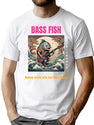 Bass Fish Funny T-Shirt for Men & Women, T-Shirts Graphic Tee - White