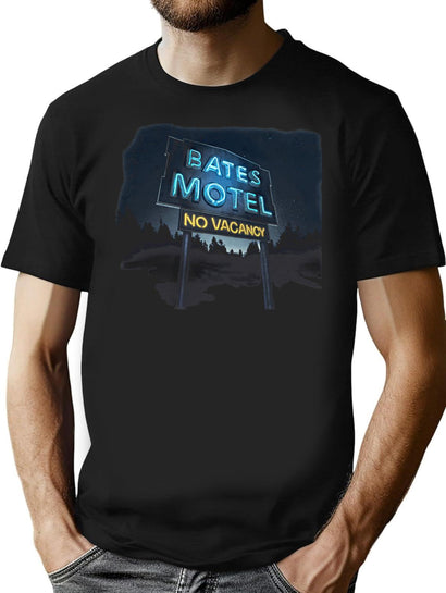 Bates Motel Sign T-Shirt for Men & Women, T-Shirts Graphic Tee - Black