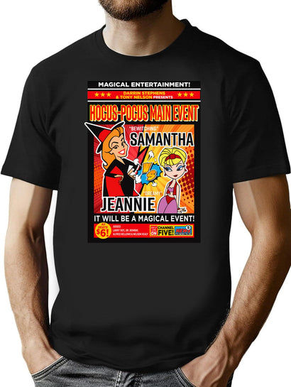 Battle Samantha Vs Jeannie Magic Event T-Shirt for Men & Women, T-Shirts Graphic Tee - Black