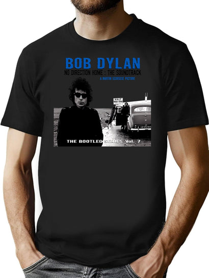 Bb Dln No Direction Home Bootleg Volume 7 Exclusive Radio Sampler Album Cover Bootleg Graphic T-Shirt - Black