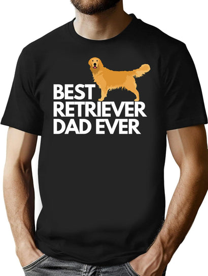 Best Golden Retriever Dad Ever Quote Funny Retriever Dad Saying T-Shirt for Men & Women, T-Shirts Graphic Tee - Black