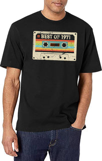 Best Of 1971 Funny Vintage Cassette T-Shirt 54Th Birthday Gift For Men Women (1) T-Shirt for Men & Women, T-Shirts Graphic Tee - Black
