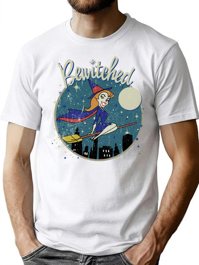 Bewitched Oval Vintage Worn T-Shirt for Men & Women, T-Shirts Graphic Tee - Black