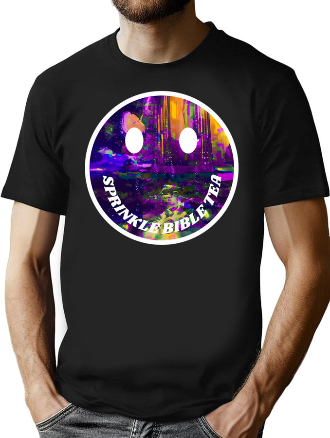 Bible Tea - Funny Surreal Bad Translation With Glitch Art (Alt Color) Bootleg Graphic T-Shirt - Black