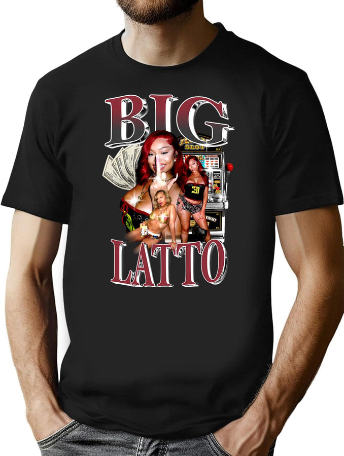 Big Latto Vintage Bootleg Bootleg Graphic T-Shirt - Black