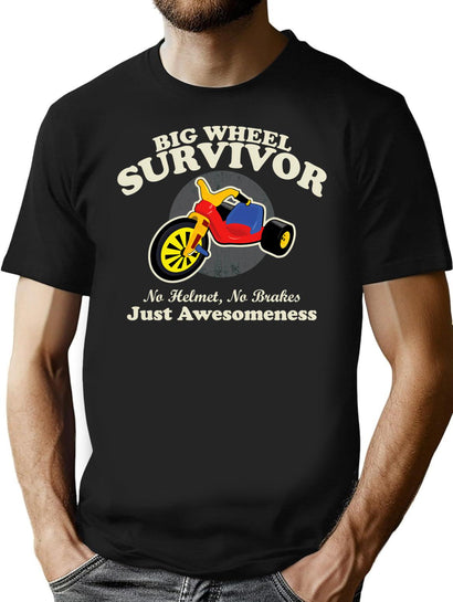 Big Wheel Survivor T-Shirt for Men & Women, T-Shirts Graphic Tee - Black