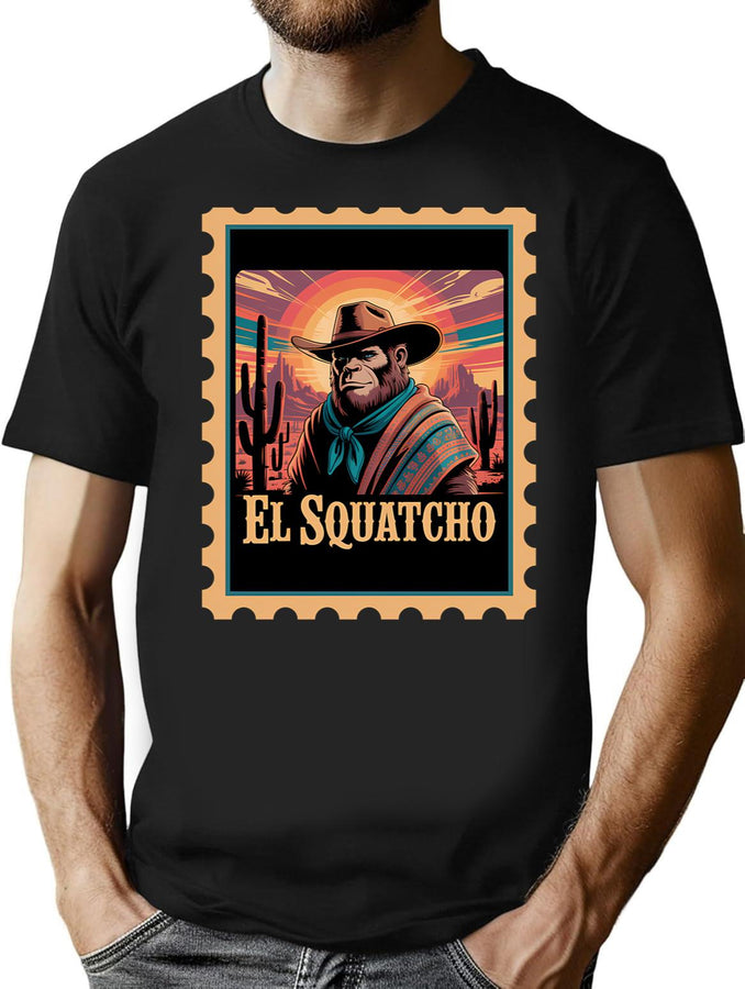 Bigfoot As El Squatcho T-Shirt for Men & Women, T-Shirts Graphic Tee - Black