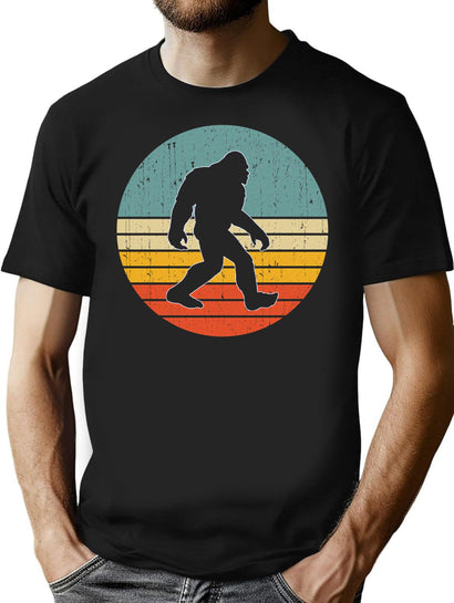 Bigfoot Vintage Sunset Style T-Shirt for Men & Women, T-Shirts Graphic Tee - Black