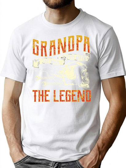 Biker Grandpa Motorcycle Legend Pops T-Shirt T-Shirt for Men & Women, T-Shirts Graphic Tee - Black