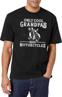 Biker Papa Only Cool Grandpas Ride Motorcycles Vintage Motorcycle Grandpa Funny Gift T-Shirt for Men & Women, T-Shirts Graphic Tee - Black